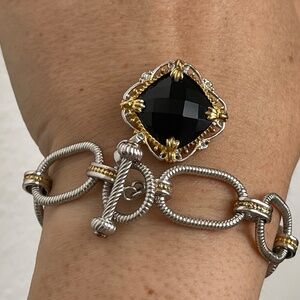 Gems en Vogue II Michael Valitutti NH black onyx, white sapphire charm bracelet